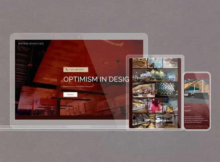 View of three screens for designer's portfolio